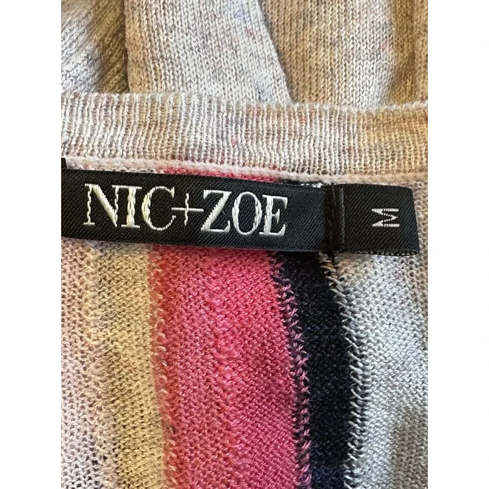 Nic+Zoe Women Size M Rose Garden Linen Blend Front Twist Knot Sweater Timeless